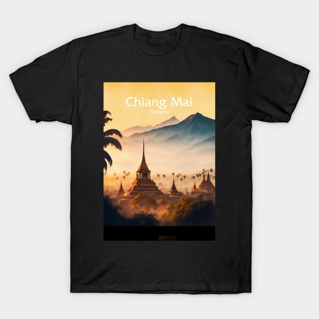 Chiang Mai Thailand No. 1: Mountain Paradise; Temples in Northern Thailand T-Shirt by Puff Sumo